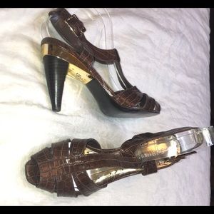 BCBGirls 8.5B Sexy Brown Leather High Heel Sandals